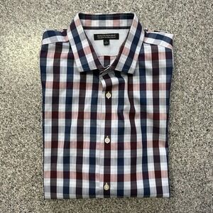 Banana Republic Button Down Shirt Mens L LS Plaid Non Iron Tailored Slim Fit